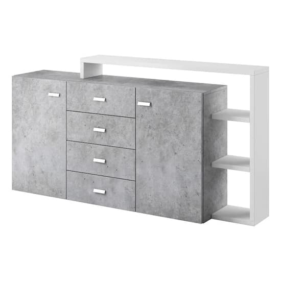 Belek Wooden Sideboard With 2 Doors 4 Drawers In Concrete Grey_1