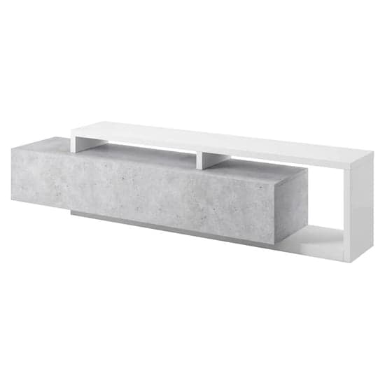 Belek Wooden TV Stand With 1 Drawer In Concrete Grey_2