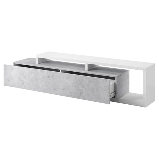 Belek Wooden TV Stand With 1 Drawer In Concrete Grey_3