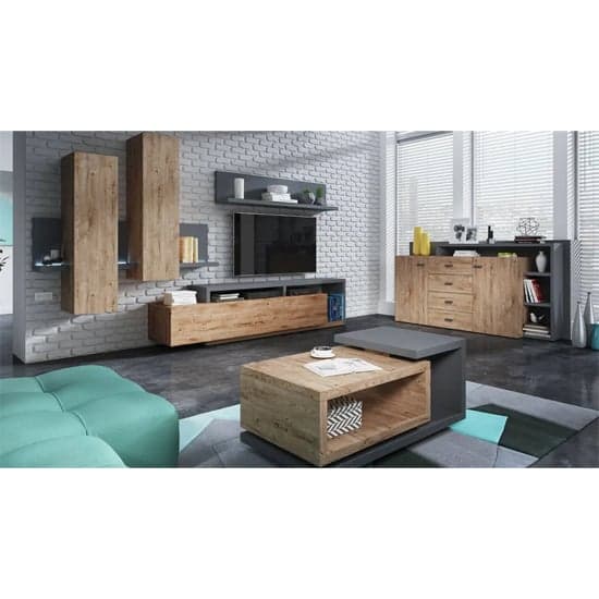 Belek Wooden TV Stand With 1 Drawer In Ribbec Oak_2