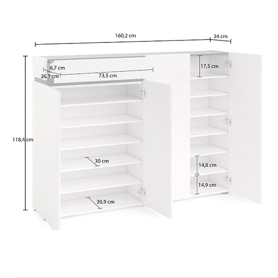 Belfort High Gloss Shoe Cabinet 4 Doors In White And Slate Grey_2