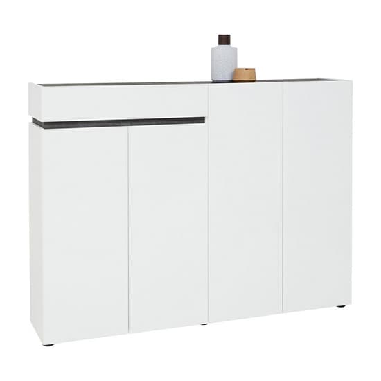 Belfort High Gloss Shoe Cabinet 4 Doors In White And Slate Grey_1