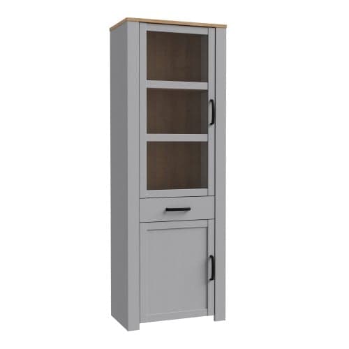 Belgin Display Cabinet 2 Doors 1 Drawer In Riviera Oak Grey Oak_1