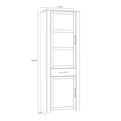 Belgin Display Cabinet 2 Doors 1 Drawer In Riviera Oak Navy_6