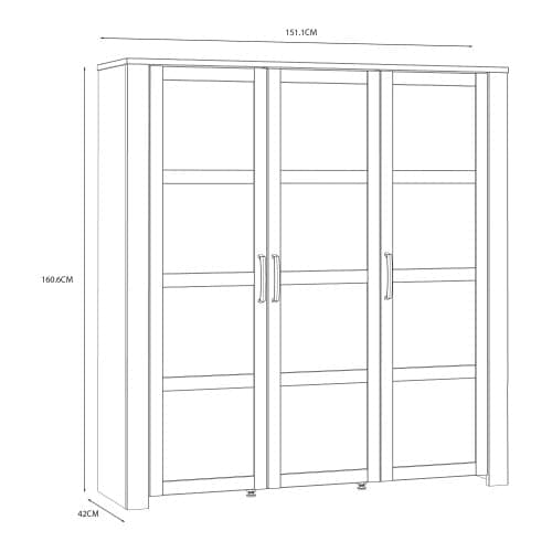 Belgin Display Cabinet 3 Doors In Riviera Oak And White_5