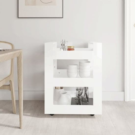 Belicia High Gloss Kitchen Trolley With 3 Shelves In White_2