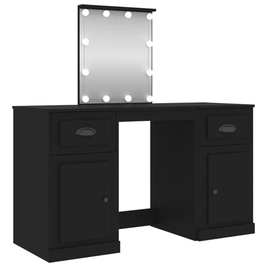 Belicia Wooden Dressing Table In Black With Mirror And LED_3