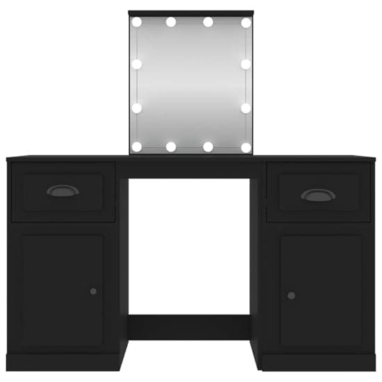 Belicia Wooden Dressing Table In Black With Mirror And LED_4