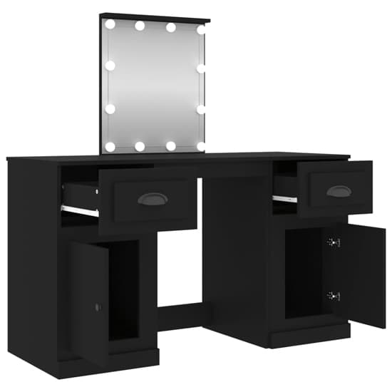 Belicia Wooden Dressing Table In Black With Mirror And LED_6