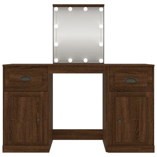 Belicia Wooden Dressing Table In Brown Oak With Mirror And LED_4