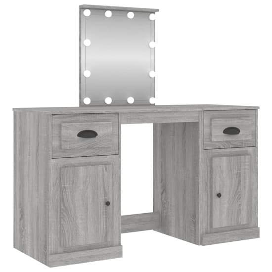 Belicia Wooden Dressing Table In Grey Sonoma Oak With Mirror And LED_3