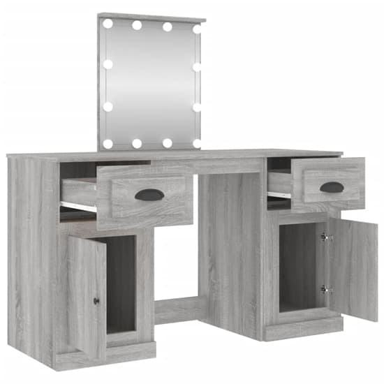 Belicia Wooden Dressing Table In Grey Sonoma Oak With Mirror And LED_6