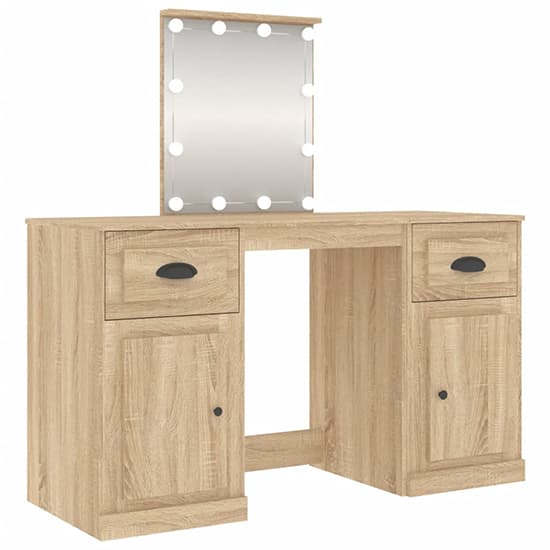 Belicia Wooden Dressing Table In Sonoma Oak With Mirror And LED_3