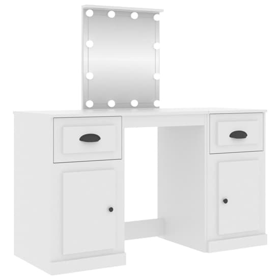 Belicia Wooden Dressing Table In White With Mirror And LED_3