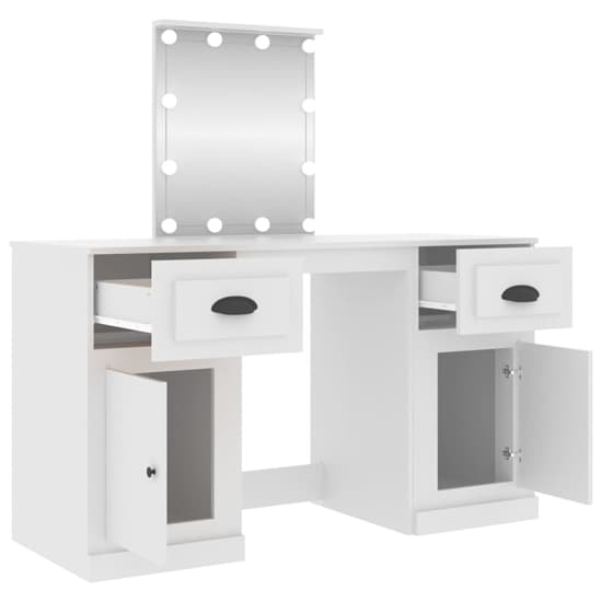 Belicia Wooden Dressing Table In White With Mirror And LED_6
