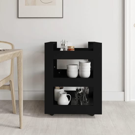 Belicia Wooden Kitchen Trolley With 3 Shelves In Black_2
