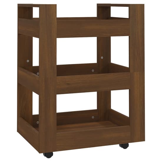 Belicia Wooden Kitchen Trolley With 3 Shelves In Brown Oak_3