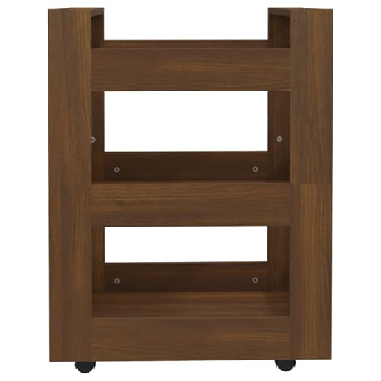 Belicia Wooden Kitchen Trolley With 3 Shelves In Brown Oak_4