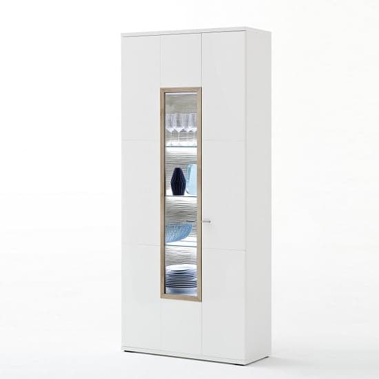 Belina Wide Display Cabinet In White With High Gloss And LED_3