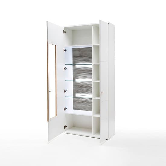 Belina Wide Display Cabinet In White With High Gloss And LED_2