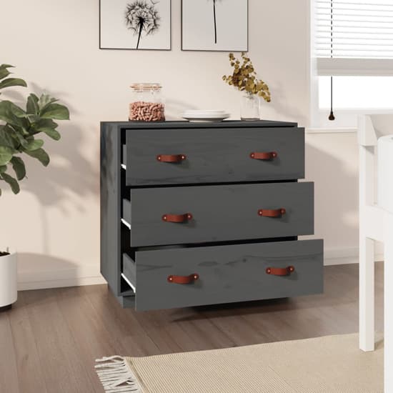 Belint Solid Pine Wood Chest Of 3 Drawers In Grey_2