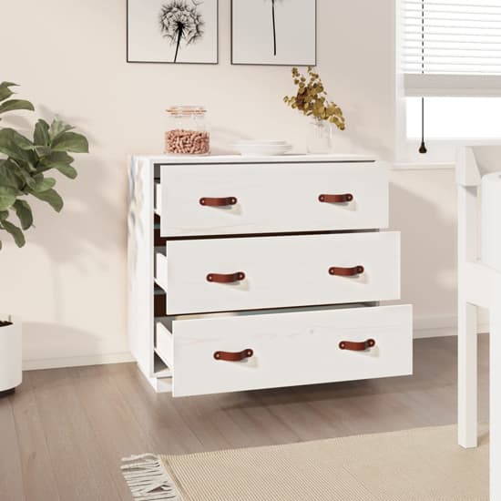 Belint Solid Pine Wood Chest Of 3 Drawers In White_2