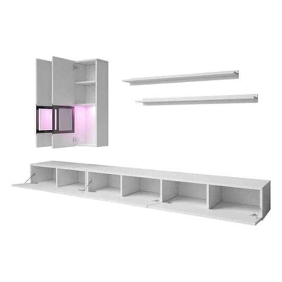 Belita High Gloss Entertainment Unit In White With LED Lights_3