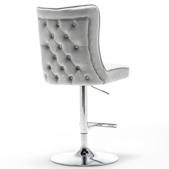 Belkon Light Grey Velvet Upholstered Gas-Lift Bar Chairs In Pair_3