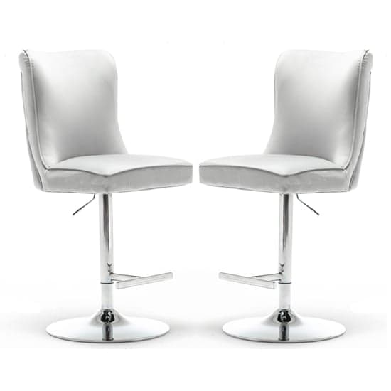 Belkon Light Grey Velvet Upholstered Gas-Lift Bar Chairs In Pair_1