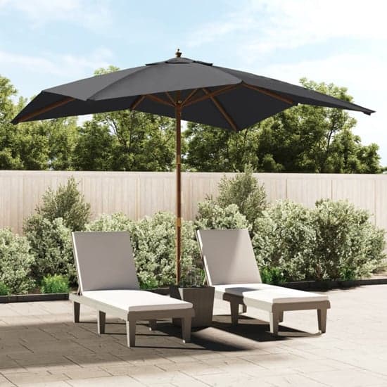 Belle Fabric Garden Parasol In Black With Wooden Pole_1