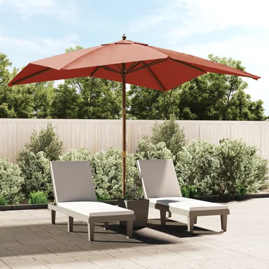 Belle Fabric Garden Parasol In Terracotta With Wooden Pole_1