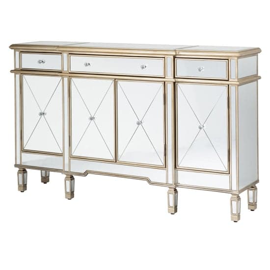 Belle Mirrored Sideboard With 4 Doors 3 Drawers In Gold_2