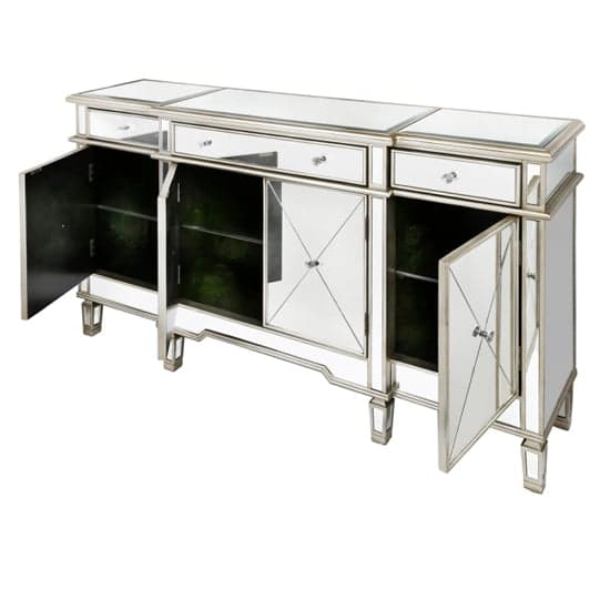 Belle Mirrored Sideboard With 4 Doors 3 Drawers In Gold_3