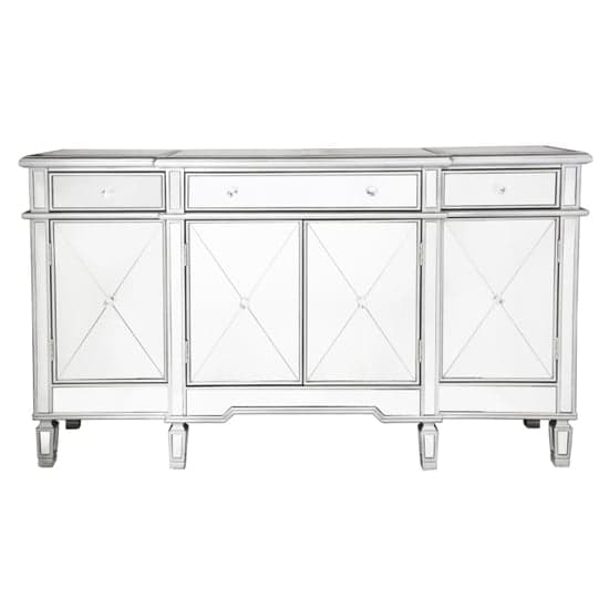 Belle Mirrored Sideboard With 4 Doors 3 Drawers In Silver_2