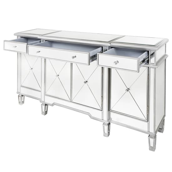 Belle Mirrored Sideboard With 4 Doors 3 Drawers In Silver_3