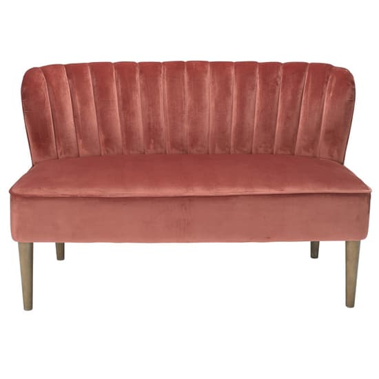 Belle Velvet 2 Seater Sofa With Wooden Legs In Pink_3
