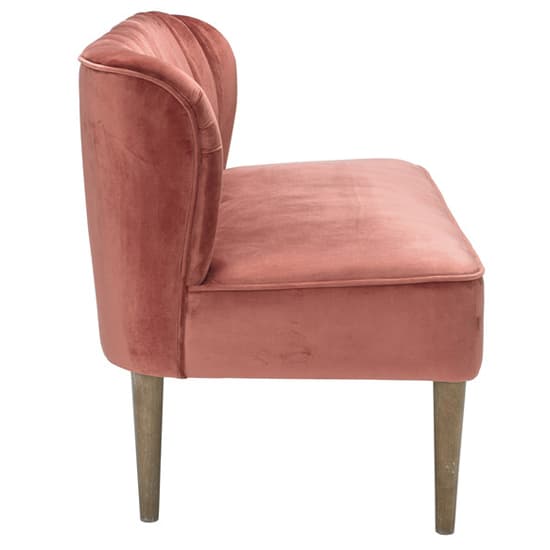 Belle Velvet 2 Seater Sofa With Wooden Legs In Pink_4