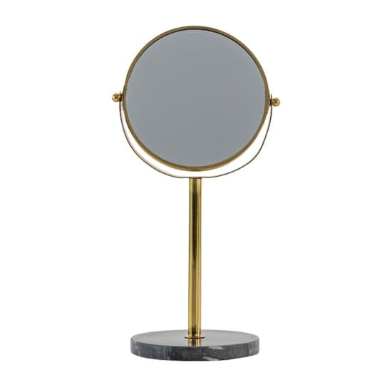 Belleville Vanity Mirror In Gold With Black Marble Base