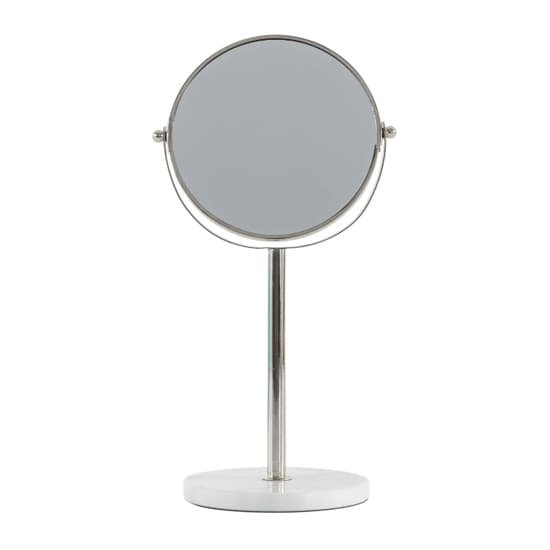 Belleville Vanity Mirror In Silver With White Marble Base_1