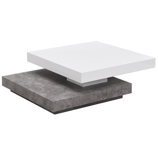 Hugo Rotating Gloss Coffee Table In White And Concrete Effect_11
