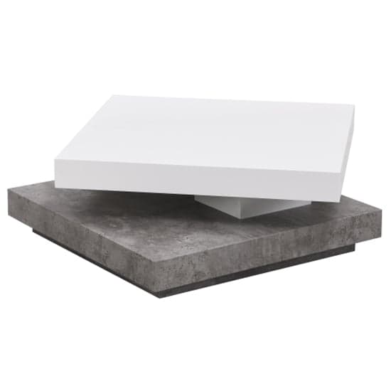 Hugo Rotating Gloss Coffee Table In White And Concrete Effect_12