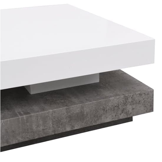 Hugo Rotating Gloss Coffee Table In White And Concrete Effect_14
