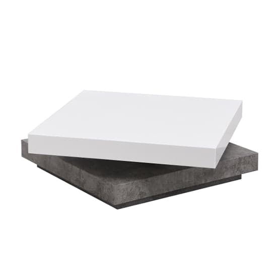 Hugo Rotating Gloss Coffee Table In White And Concrete Effect_6