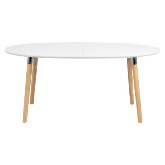 Bellini Wooden Extending Dining Table With Oak Legs In White_3