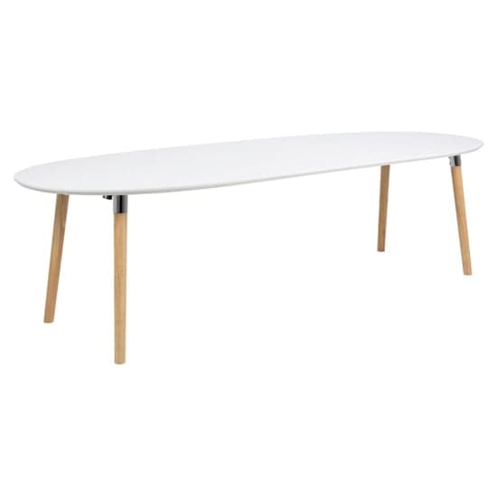 Bellini Wooden Extending Dining Table With Oak Legs In White_1