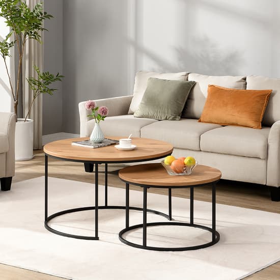 Bellini Wooden Nesting Coffee Tables In Oak Furniture in Fashion