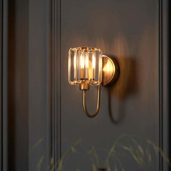 Belluno Clear Glass Shade Wall Light In Antique Brass_4