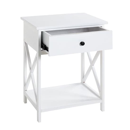 Bellvue Wooden 1 Drawer End Table With Shelf In White_2