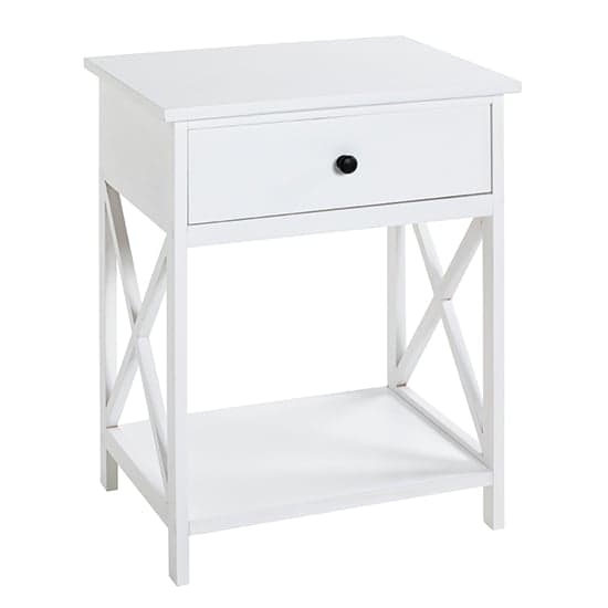 Bellvue Wooden 1 Drawer End Table With Shelf In White_1