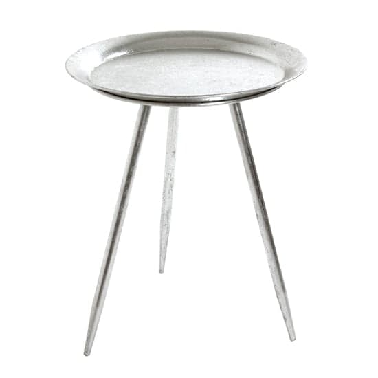 Bellvue Round Metal End Table In Silver_1